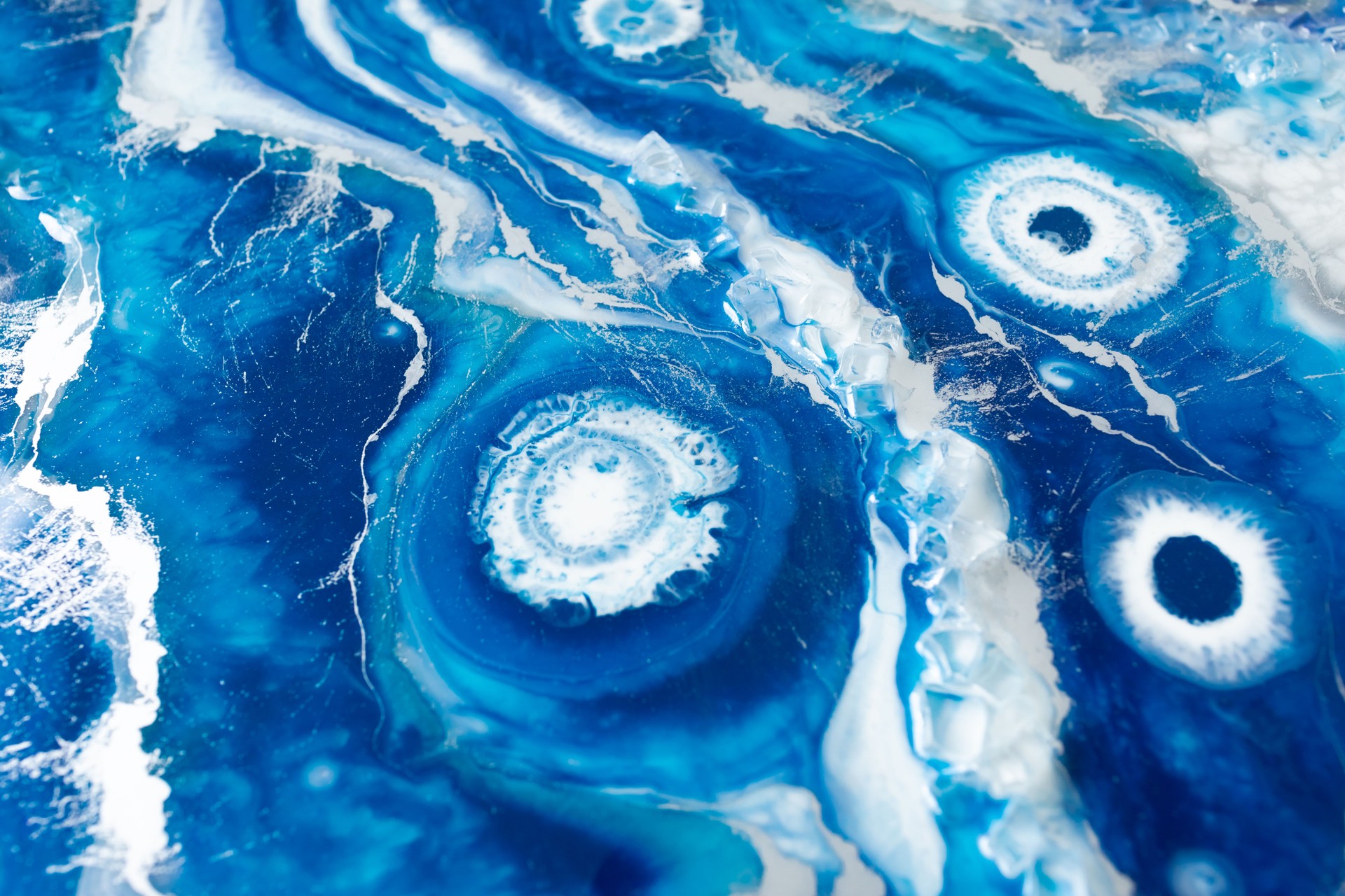 Resin art with blue and white colors. Abstract composition for your design.